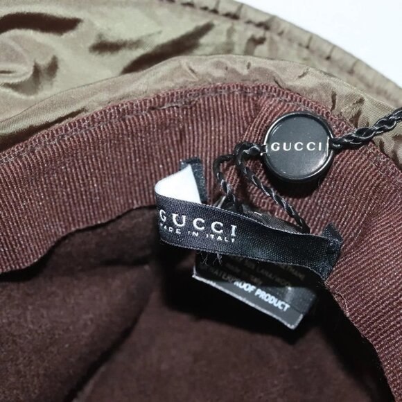 GUCCI Hat Nylon M Khaki Auth th6202 main image 12